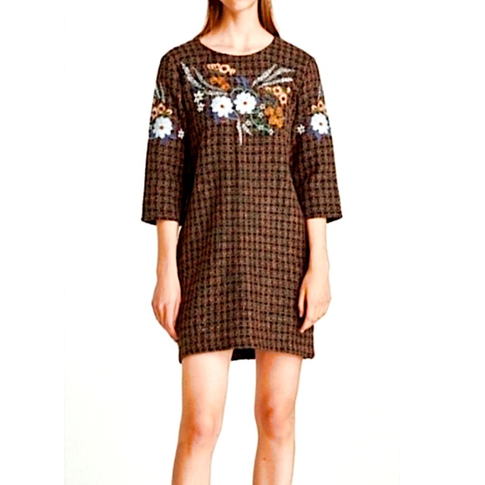 Zara Tweed Embroidered Sequin Dress